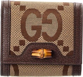 Gucci Bamboo Jumbo Gg Canvas & Leather Card Case