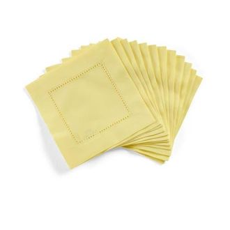 Solino Home Cotton Linen Hemstitch Cocktail Napkins Set of 12, 6 x 6 Inch for Dining Table, Holiday and Everyday Table Decor in Yellow at Nordstrom