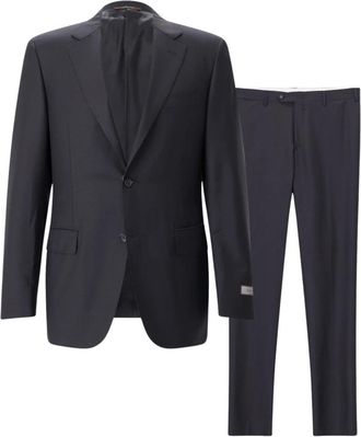 Canali Single-Breasted Suit - Heren - Business pakken - Zwart - 3XL - Leer - Kostuums