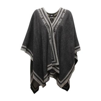 Karl Lagerfeld Ponchos, female, Gray, ONE SIZE, Poncho Wool Jumper