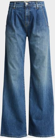Nili Lotan Flora Pleated Wide-Leg Trouser Jeans