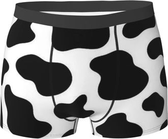AOOEDM Black And White Cow Print Underwear MenS Breathable Boxer Briefs Soft Shorts Comfortable Printed Underwear