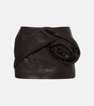 Magda Butrym Minigonna in pelle con applicazioni floreali