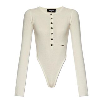 Dsquared2 Body, female, Beige, Size: S Bodysuit with logo application