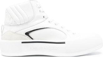 Alexander McQueen Seal-embroidered sneakers - men - Fabric/Calf Leather/Calf Leather/Rubber/Fabric/Calf Suede - 42 - White