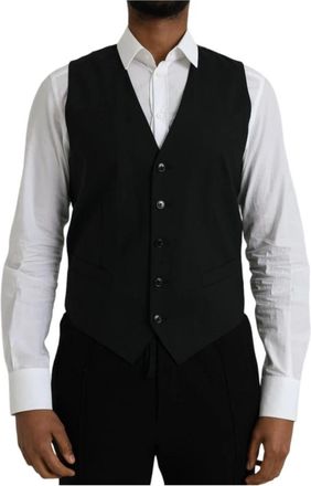 Dolce & Gabbana Zwarte Wol Formele Jurk Vest - Heren - Gillet - Zwart - M - Wol - Kostuums