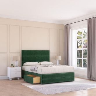 Sloomy Monaco Bed Base 4 Drawers 12 Footboard & 26 Strutted Headboard in Emerald | Size: Double