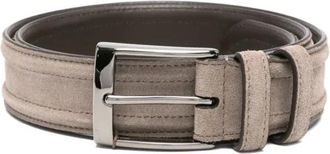 Canali Grijze Su&egrave;de Riem met Rechthoekige Gesp - Heren - Riemen - Grijs - 105 CM - Su&egrave;de - Accessoires