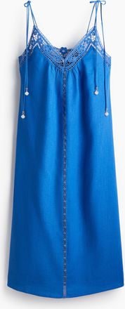 H&M Kleid mit Bindeträgern und Broderie Anglaise - Blue