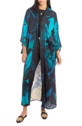 Saachi Abstract Floral Polychromatic Longline Duster in Blue at Nordstrom Rack