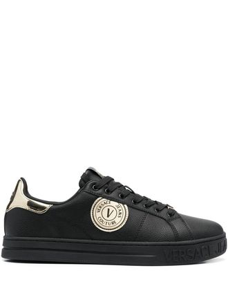 Versace Jeans Couture logo-patch low-top sneakers - men - Calf Leather/Rubber/Fabric/Polyurethane/Polyurethane - 41 - Black
