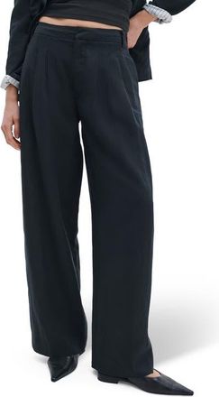Rag & Bone Chappell High Waist Wide Leg Pleat Pants in Black at Nordstrom, Size 10