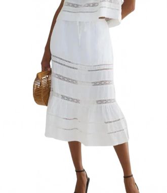 Bella Dahl Lace Trim Midi Skirt In White