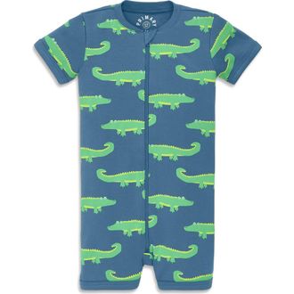 primary Baby Organic Zip Shortie In Seasonal Prints in Moonlight Alligators at Nordstrom, Size Newborn