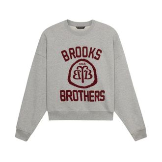 Brooks Brothers Katoenen sweatshirt met logo - Dames - Sweatshirts - Grijs - L - Katoen - Hoodies & sweatvesten