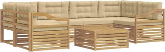 vidaXL Conjunto De Sof&aacute;s De Exterior 7 Uds. Y Beige Poli&eacute;ster Vidaxl