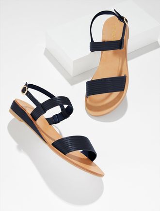 Talbots Gracelyn Nappa Wedge Sandals - Blue - 10 1/2 M Talbots