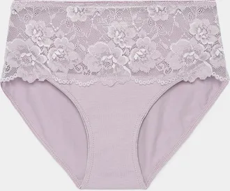 Miiyu Womens Sheer floral band high-waist classic Hipster Panties Cotton