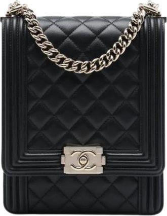 Chanel Pre-owned North South Boy Flap - Dames - Vintage Schoudertas - Zwart - ONE Size - Leer - Vintage