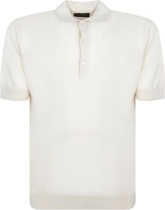 Dell'Oglio Wit Poloshirt Klassieke Stijl - Heren - Polos - Wit - XL - Linnen - Tops