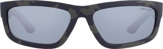 Prada Grey Mirror Rectangular Mens Sunglasses PS 05ZS 14X07G 59