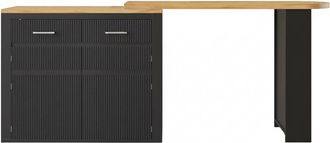 Urban Meuble Mesa de bar extensible negra con almacenamiento, estilo moderno