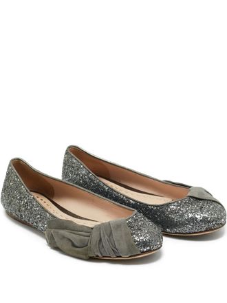 Miu Miu glitter ballerina shoes - Grey