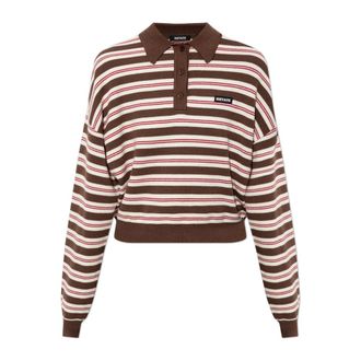 Rotate Maglia Polo a Righe - - Tops - Donna - Marrone - S