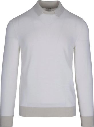 Eleventy polo-collar wool sweater - White