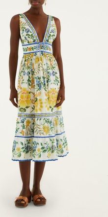Farm Rio Emily Tapestry Floral Print Midi Dress in Off-White at Nordstrom, Size X-Large