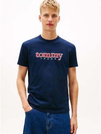 Tommy Hilfiger Mens Tommy Jeans Embroidered Logo T-Shirt - Navy - XXL