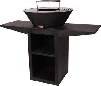 Purline Barbacoa con plancha redonda con grill y soporte en acero