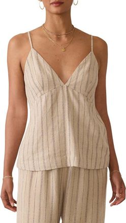 Faherty Riviera Stripe Linen Blend Camisole in Driftwood Stripe at Nordstrom Rack, Size X-Small