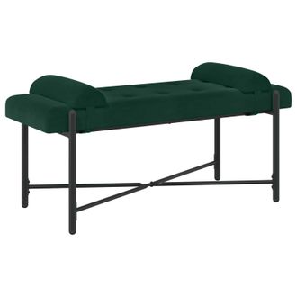 vidaXL Banco Con Botones Y Cojines Verde Oscuro 110 X 40 X 46 Cm Vidaxl