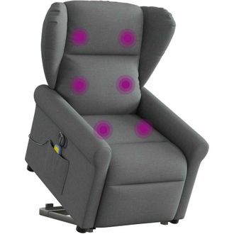 vidaXL Sill&oacute;n De Masaje El&eacute;ctrico Reclinable Elevable Tela Gris Oscuro Vidaxl