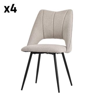 ML Design Sillas de comedor, set de 4, beige, cubierta de tela
