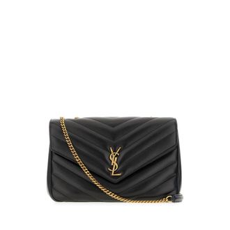 Saint Laurent Black Nappa Leather Large Loulou Shoulder Bag
