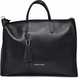 Ermanno Scervino Black Delizia Removable Shoulder Strap Leather Tote Bag