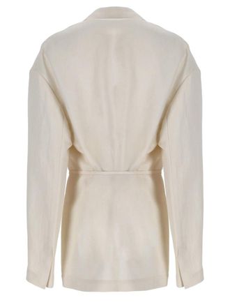 Brunello Cucinelli Belted Viscose-Linen Jacket - Ivory