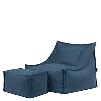 Icon Brand Set puf sill&oacute;n y reposapi&eacute;s exterior en olefina impermeable azul denim