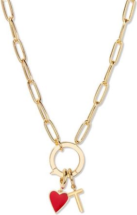 Brook & York Cameron Initial Heart Charm Necklace in Gold T at Nordstrom