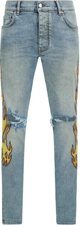 Amiri Flames Emb Skinny Jeans
