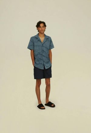 OAS Cuba Terry Shirt In Wavy Blue