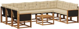vidaXL Conjunto De Sof&aacute;s De Exterior 10 Uds. Natural Y Beige Vidaxl