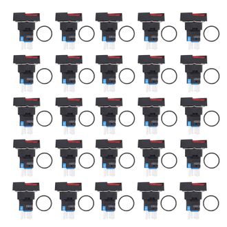 OEM Paquete De 25 Interruptores De Bot&oacute;n De 16 Mm, Autobloqueantes/momenterios, Iluminados, 24 V, Rojo