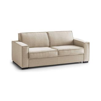 Dmora Sof&aacute; Fijo Sole, Gran Sof&aacute; De 2 Plazas, 100% Made In Italy, Sof&aacute; De Sal&oacute;n En Tela, Con Reposabrazos Delgados, Cm 180x95h90, Beige, Con Embalaje Reforza