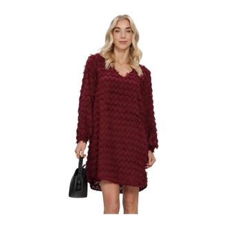 Selected Slwmyla LS Relaxed Short Dress - Dames - Jurken - Rood - Maat: XL Satijn
