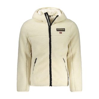 Napapijri Mens Fleece Jacket Borg Zip Hood - Ivory - Size 2XL