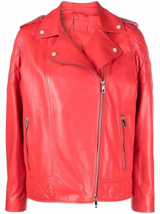 DESA 1972 leather biker jacket - women - Cotton/Leather/Polyester - 34 - Red
