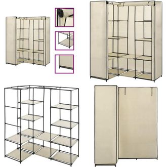 vidaXL Armadio Angolare Crema 130x87x169 cm - Armadio angolare in ferro - Armadio angolare per vestiti